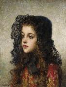 Alexei Harlamov Little Girl with Veil Spain oil painting artist